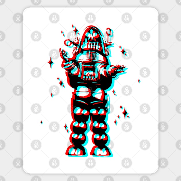 Retro 3D Glasses Style - Robby the Robot 2.0 Magnet by KERZILLA